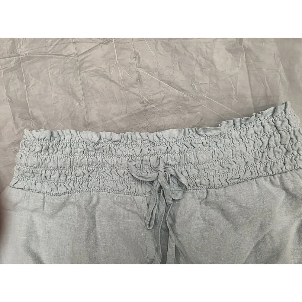 Anthropologie Cloth & Stone 100% Linen Shorts Women's Size L Light Blue Pockets - Picture 2 of 5